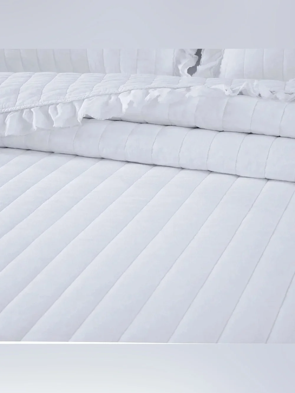 White king 3 piece Quilted Ruffle Bedspread Set 100% cotton